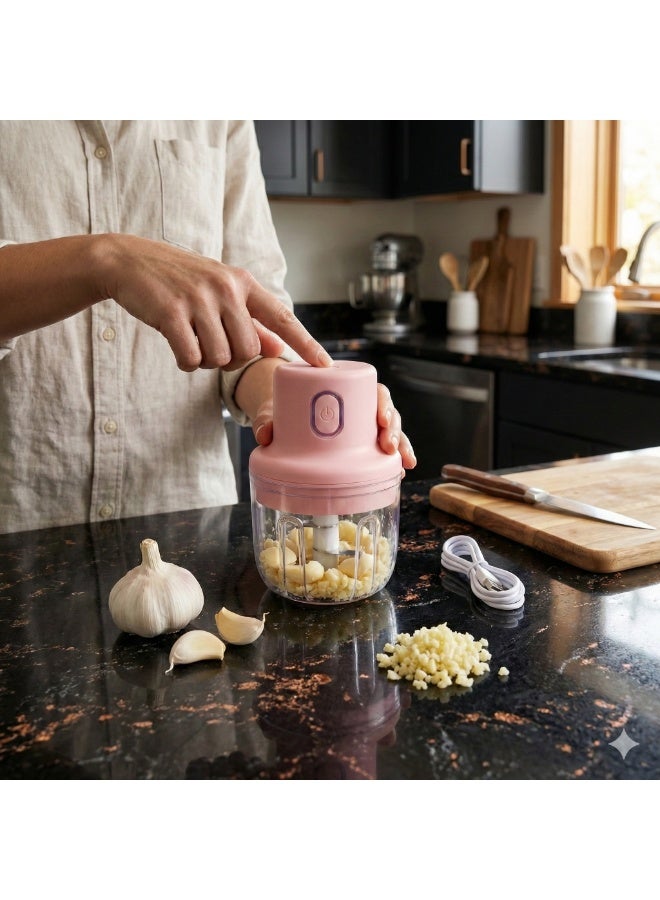 Wireless Electric Food Chopper 250ml for Garlic Onion and Vegetable Chopping with USB Rechargeable Powerful Motor for Daily Use - Image 4
